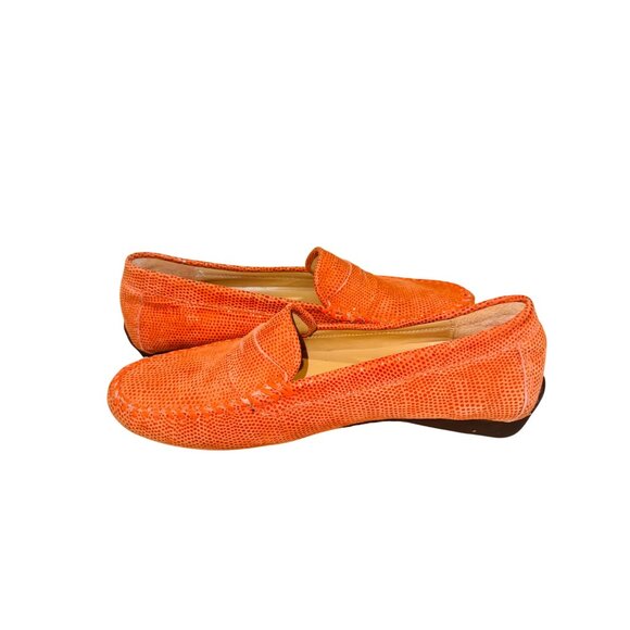 Vaneli Orange Snake Skin Textured Slip-On Driver Loafer 7.5 Leather Casual Shoes - Picture 9 of 13